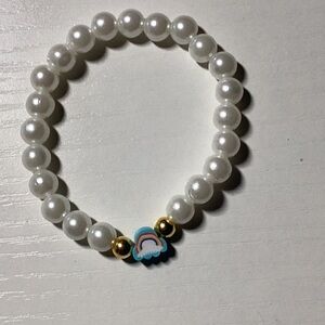 Kids Pearl Bracelet with Rainbow Charm